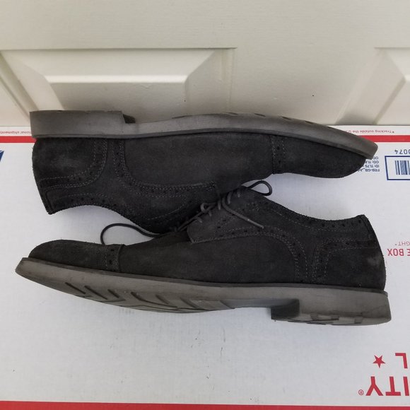 Wallin & Bros Charcoal Suede Leather Oxford Dress Shoes Black Cap Toe Size 10 main image 8